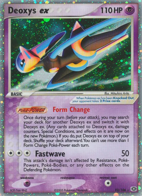 Carta Deoxys ex, número 93/106 da coleção EX Esmeralda
