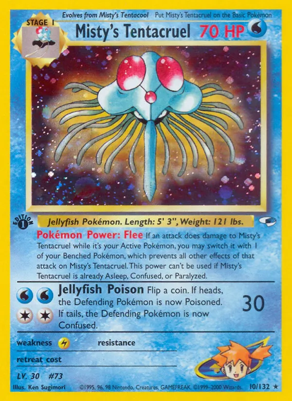 Carta Misty's Tentacruel, número 10/132 da coleção Gym Heroes