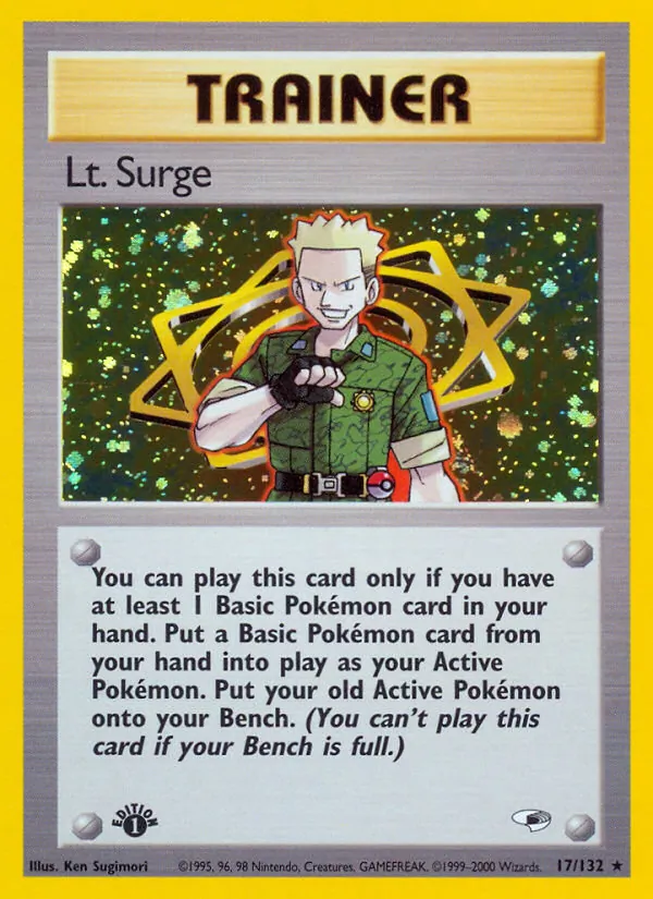 Carta Lt. Surge, número 17/132 da coleção Gym Heroes
