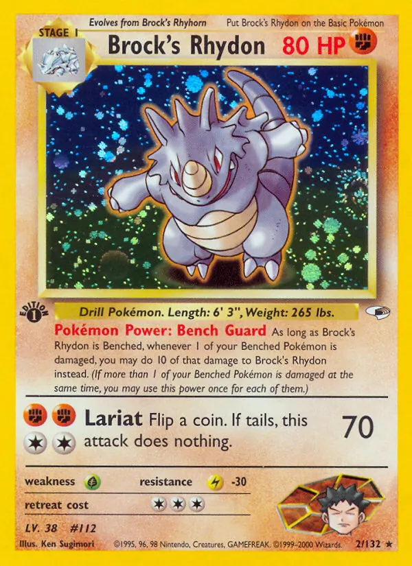 Carta Brock's Rhydon, número 2/132 da coleção Gym Heroes
