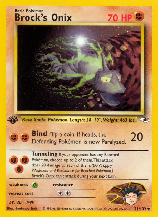 Carta Brock's Onix, número 21/132 da coleção Gym Heroes