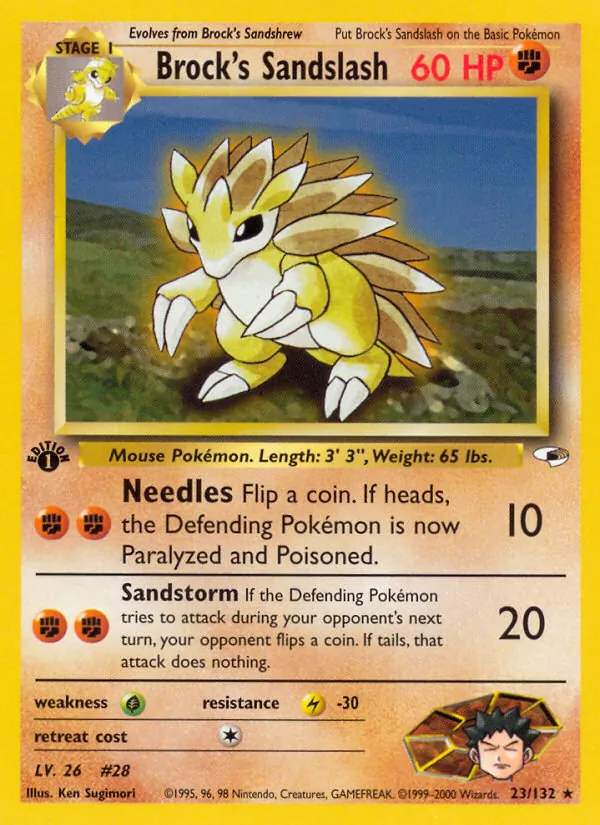 Carta Brock's Sandslash, número 23/132 da coleção Gym Heroes