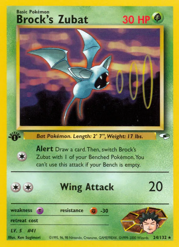 Carta Brock's Zubat, número 24/132 da coleção Gym Heroes