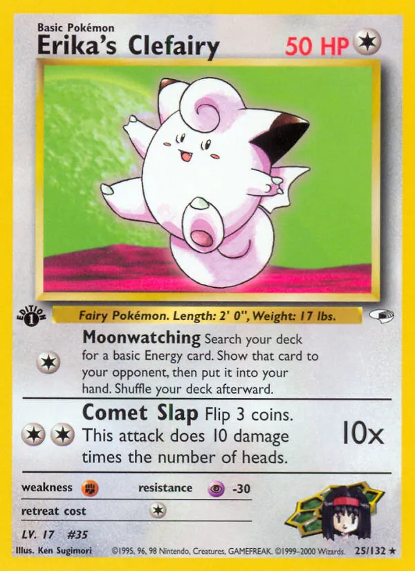 Carta Erika's Clefairy, número 25/132 da coleção Gym Heroes