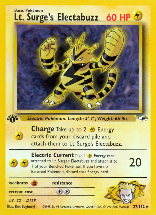 Carta Lt. Surge's Electabuzz, número 27/132 da coleção Gym Heroes