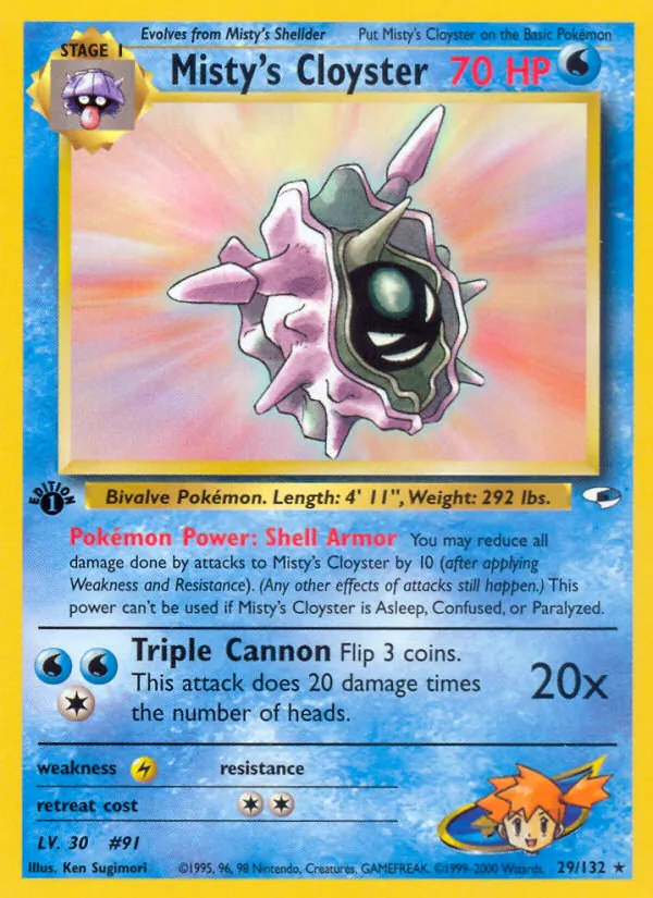 Carta Misty's Cloyster, número 29/132 da coleção Gym Heroes