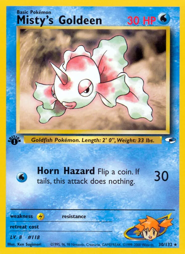 Carta Misty's Goldeen, número 30/132 da coleção Gym Heroes