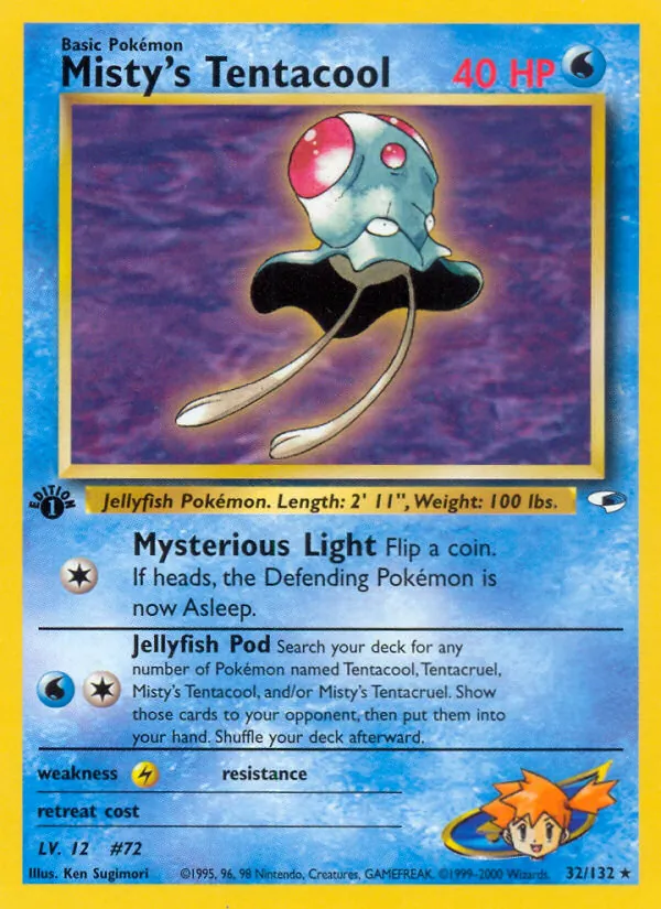 Carta Misty's Tentacool, número 32/132 da coleção Gym Heroes
