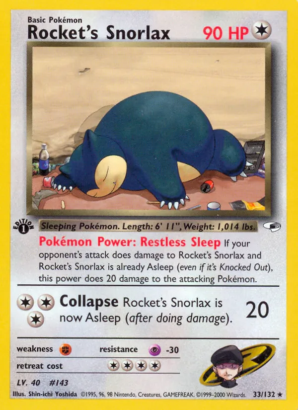 Carta Rocket's Snorlax, número 33/132 da coleção Gym Heroes