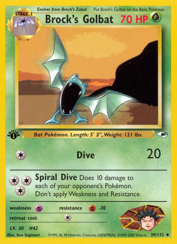 Carta Brock's Golbat, número 39/132 da coleção Gym Heroes