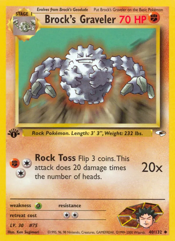 Carta Brock's Graveler, número 40/132 da coleção Gym Heroes
