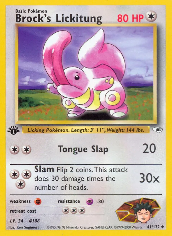 Carta Brock's Lickitung, número 41/132 da coleção Gym Heroes