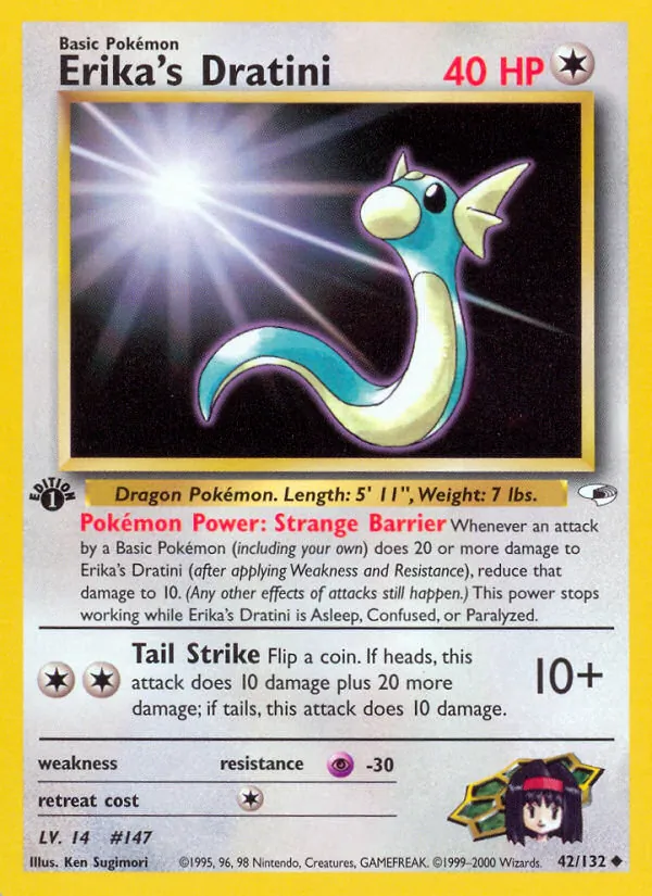 Carta Erika's Dratini, número 42/132 da coleção Gym Heroes
