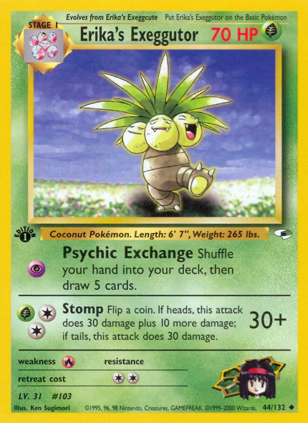 Carta Erika's Exeggutor, número 44/132 da coleção Gym Heroes