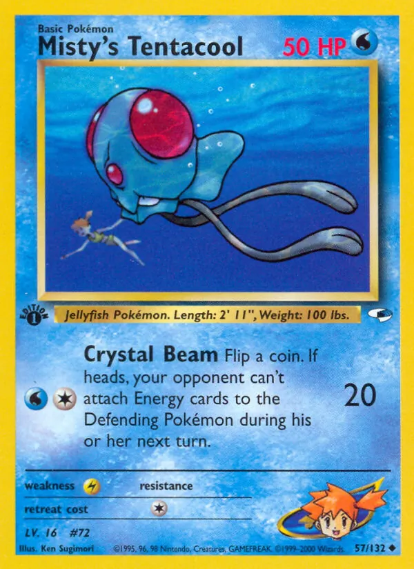 Carta Misty's Tentacool, número 57/132 da coleção Gym Heroes