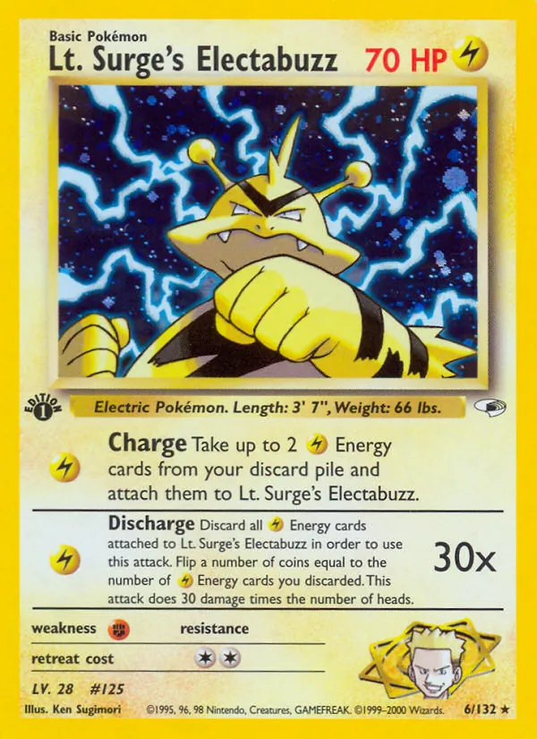 Carta Lt. Surge's Electabuzz, número 6/132 da coleção Gym Heroes
