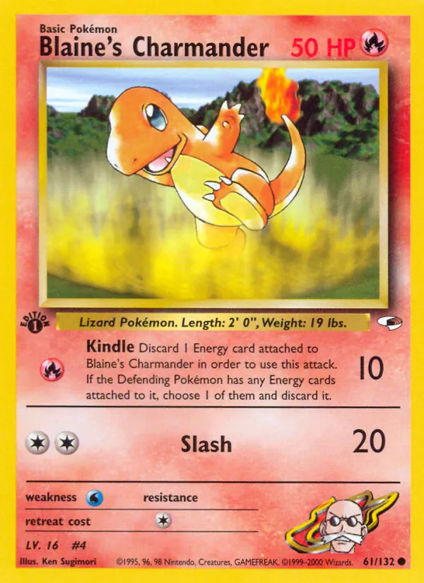 Carta Blaine's Charmander, número 61/132 da coleção Gym Heroes