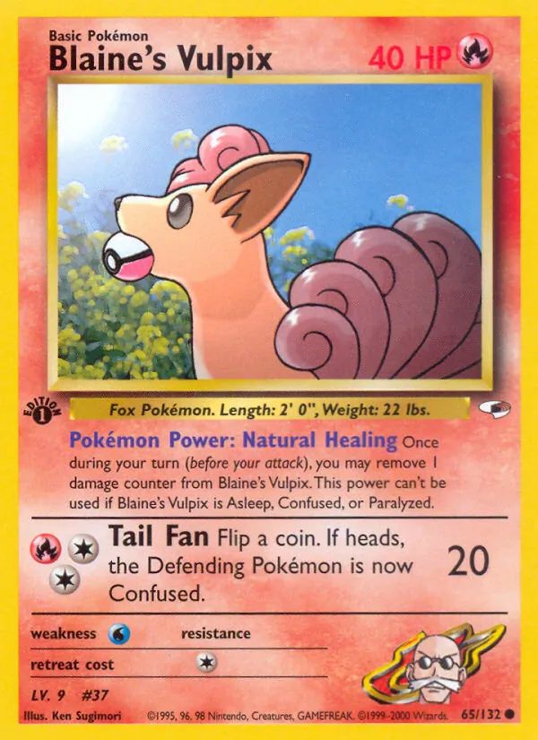 Carta Blaine's Vulpix, número 65/132 da coleção Gym Heroes