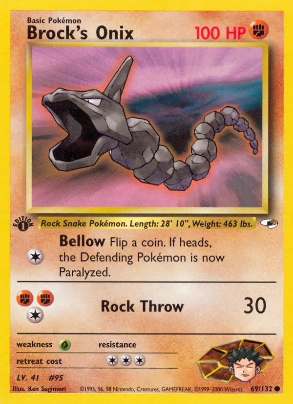 Carta Brock's Onix, número 69/132 da coleção Gym Heroes