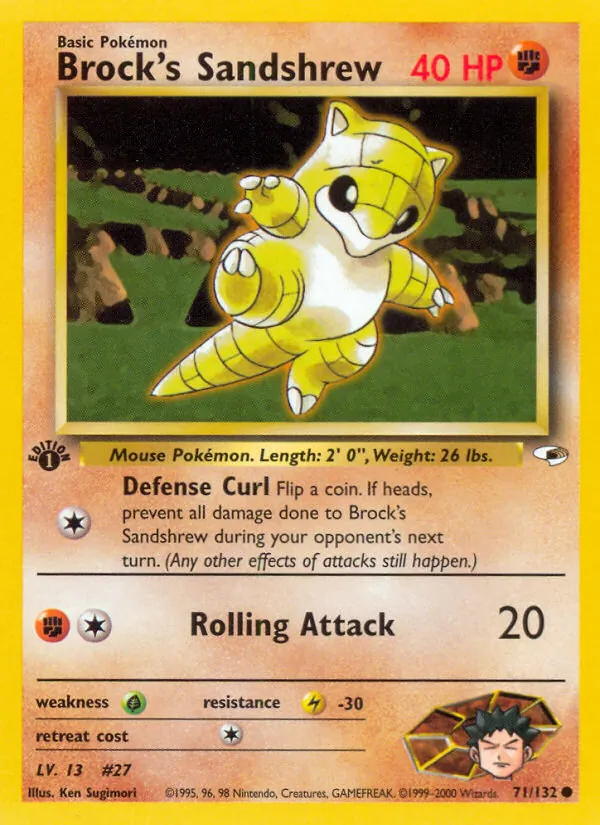 Carta Brock's Sandshrew, número 71/132 da coleção Gym Heroes
