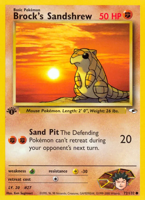 Carta Brock's Sandshrew, número 72/132 da coleção Gym Heroes