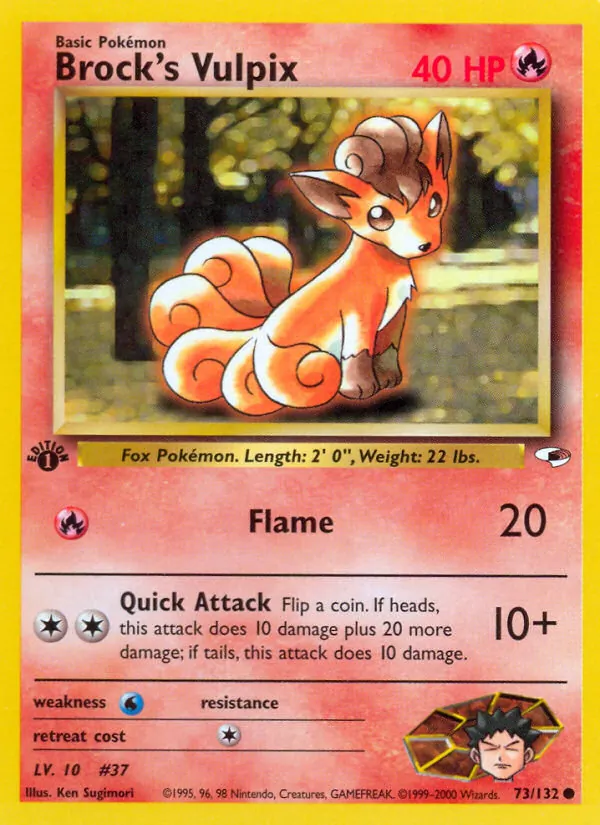 Carta Brock's Vulpix, número 73/132 da coleção Gym Heroes