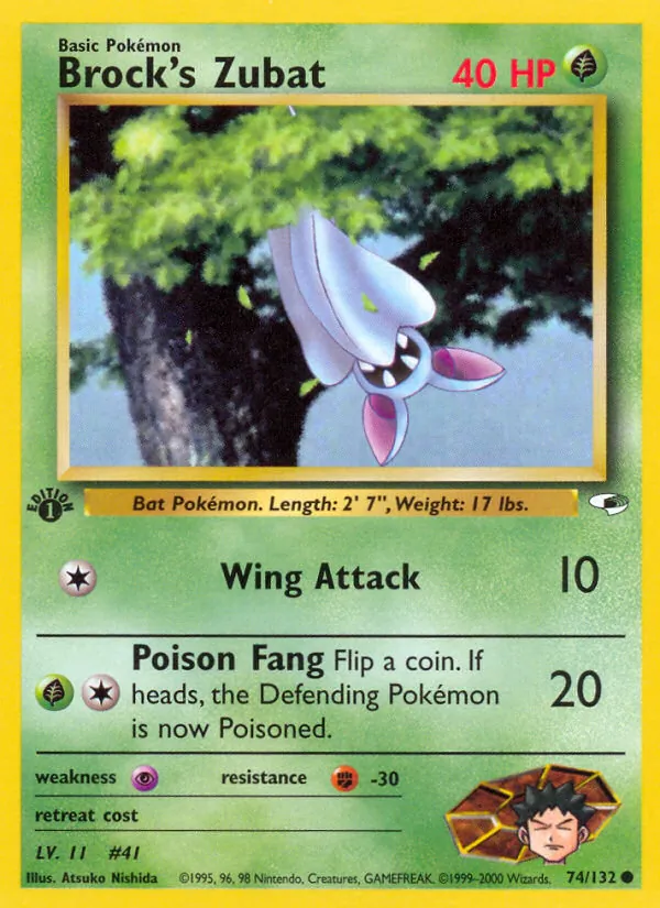 Carta Brock's Zubat, número 74/132 da coleção Gym Heroes