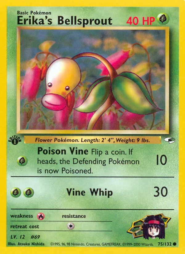 Carta Erika's Bellsprout, número 75/132 da coleção Gym Heroes