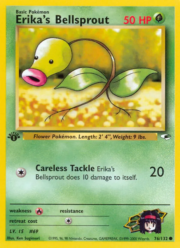 Carta Erika's Bellsprout, número 76/132 da coleção Gym Heroes
