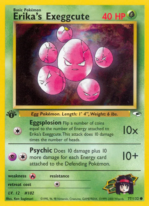 Carta Erika's Exeggcute, número 77/132 da coleção Gym Heroes