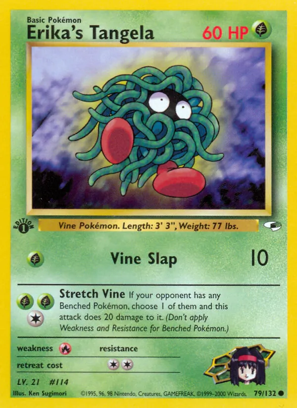 Carta Erika's Tangela, número 79/132 da coleção Gym Heroes