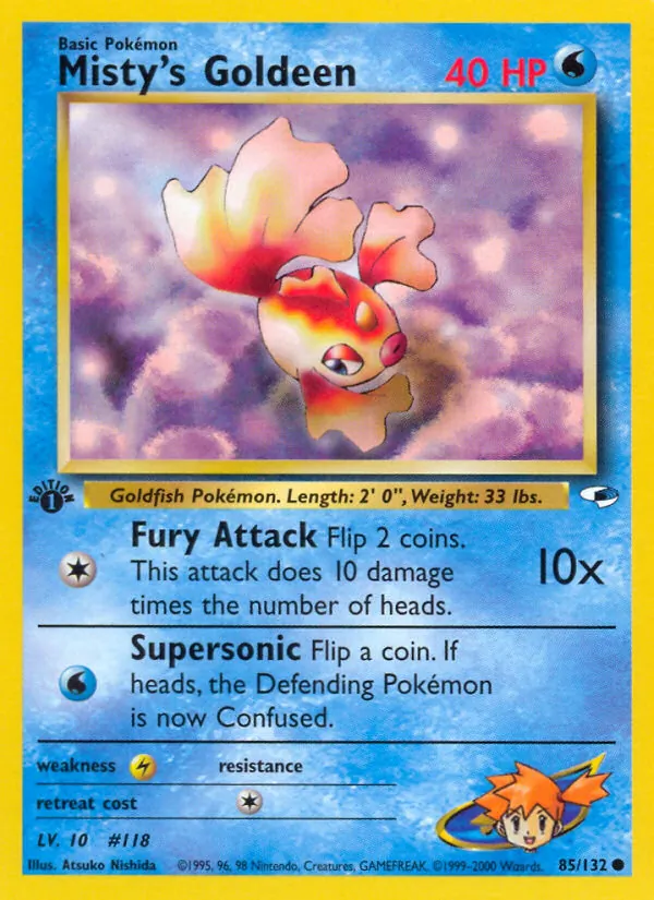 Carta Misty's Goldeen, número 85/132 da coleção Gym Heroes