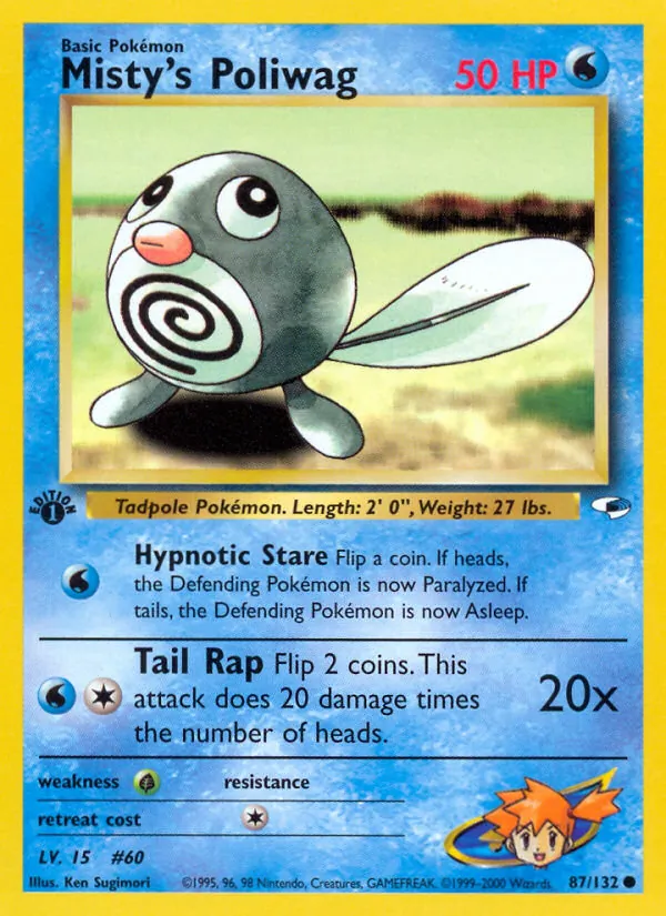 Carta Misty's Poliwag, número 87/132 da coleção Gym Heroes