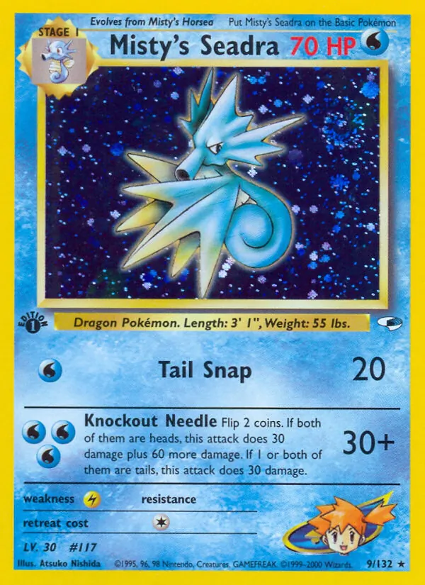 Carta Misty's Seadra, número 9/132 da coleção Gym Heroes