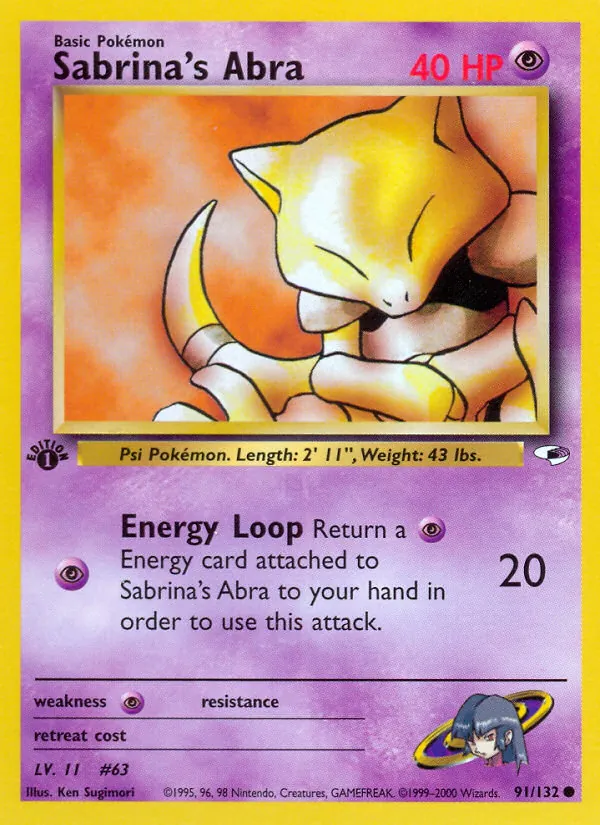 Carta Sabrina's Abra, número 91/132 da coleção Gym Heroes