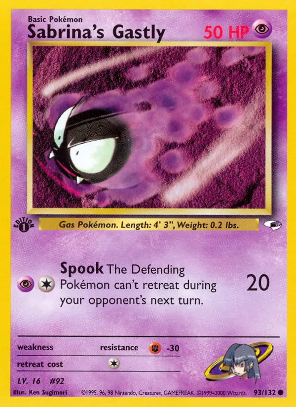 Carta Sabrina's Gastly, número 93/132 da coleção Gym Heroes