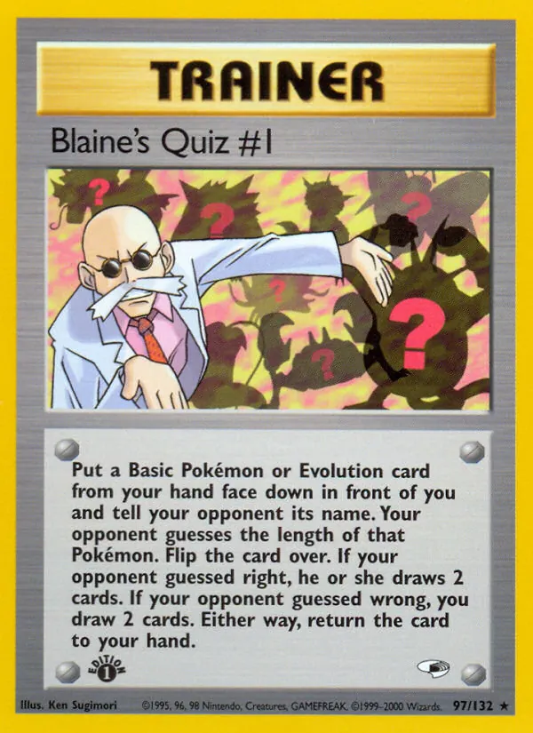 Carta Blaine's Quiz #1, número 97/132 da coleção Gym Heroes