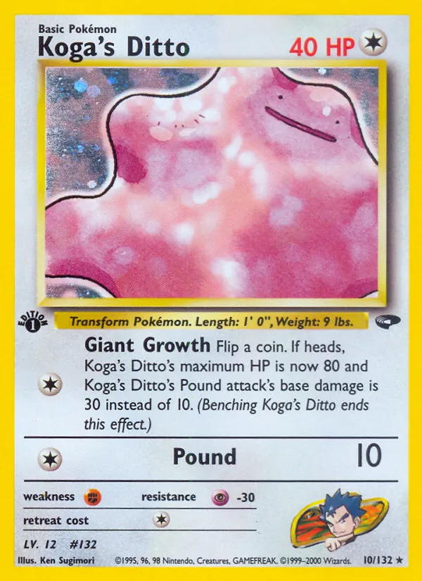 Carta Koga's Ditto, número 10/132 da coleção Gym Challenge