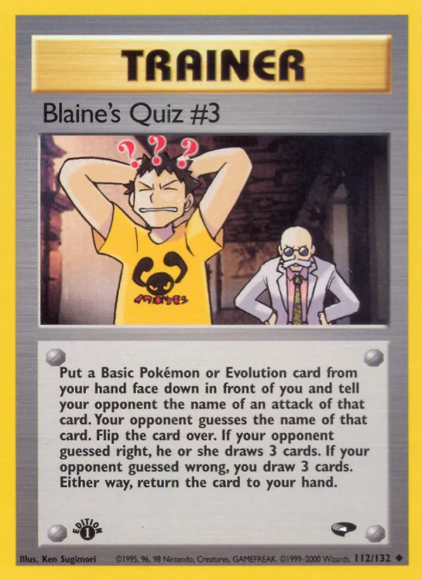 Carta Blaine's Quiz #3, número 112/132 da coleção Gym Challenge