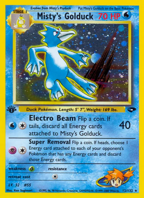 Carta Misty's Golduck, número 12/132 da coleção Gym Challenge