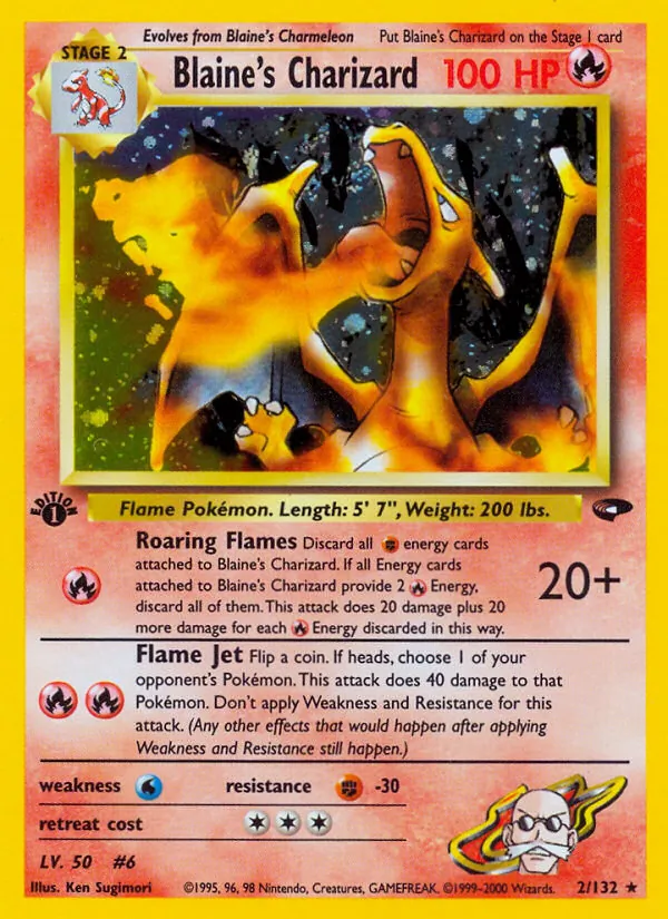 Carta Blaine's Charizard, número 2/132 da coleção Gym Challenge