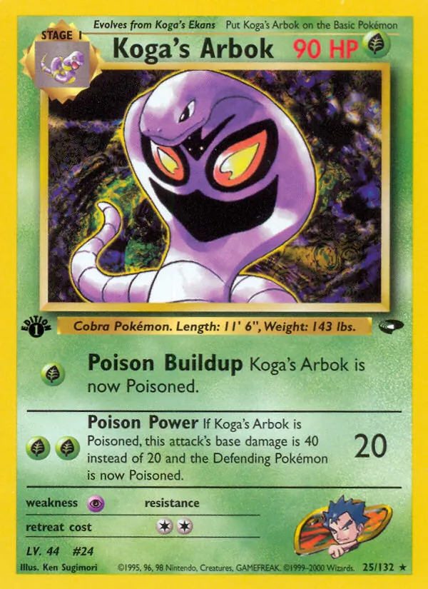 Carta Koga's Arbok, número 25/132 da coleção Gym Challenge