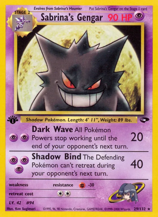 Carta Sabrina's Gengar, número 29/132 da coleção Gym Challenge