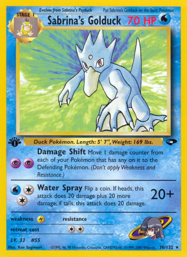 Carta Sabrina's Golduck, número 30/132 da coleção Gym Challenge