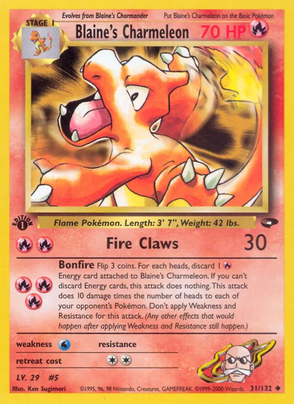 Carta Blaine's Charmeleon, número 31/132 da coleção Gym Challenge