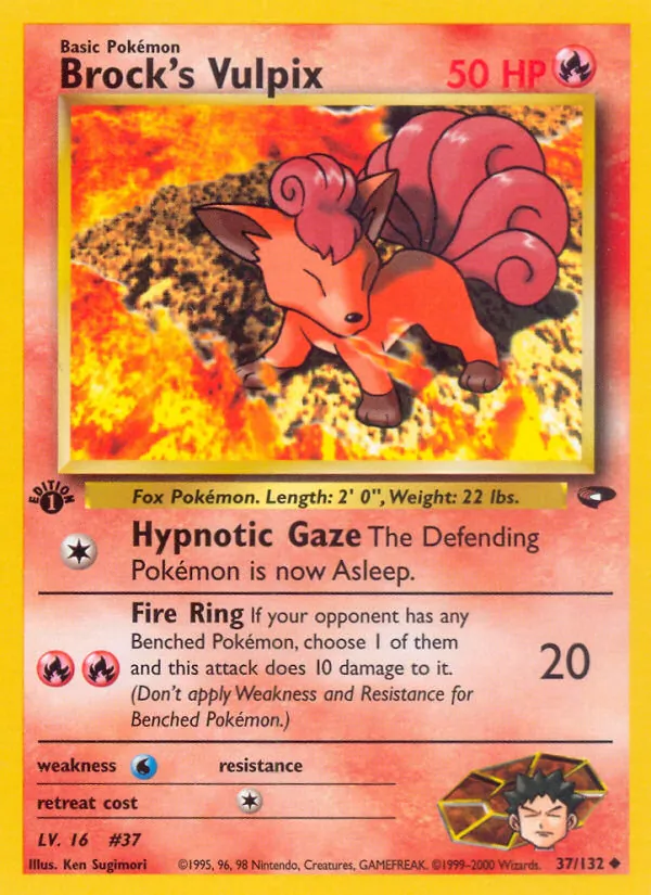 Carta Brock's Vulpix, número 37/132 da coleção Gym Challenge