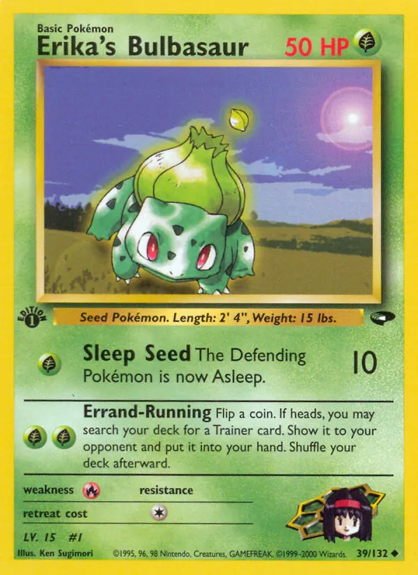 Carta Erika's Bulbasaur, número 39/132 da coleção Gym Challenge