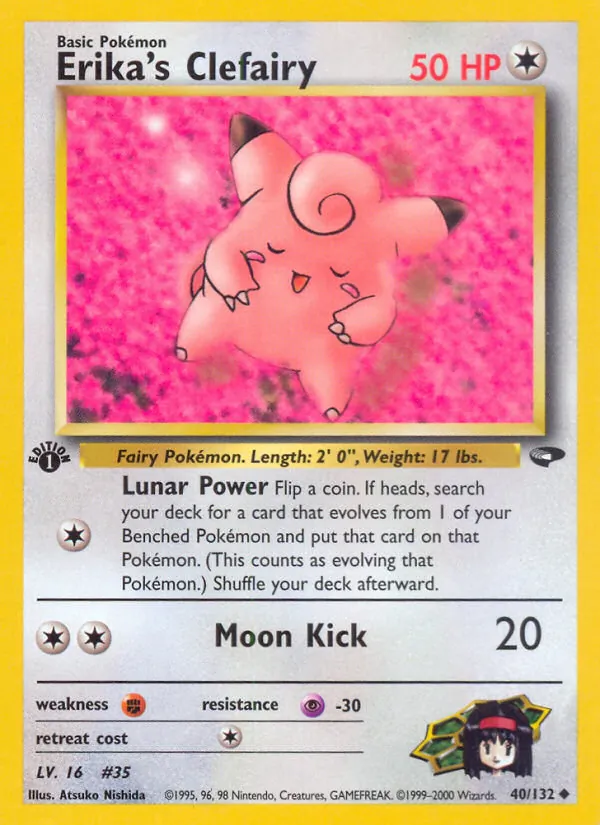 Carta Erika's Clefairy, número 40/132 da coleção Gym Challenge