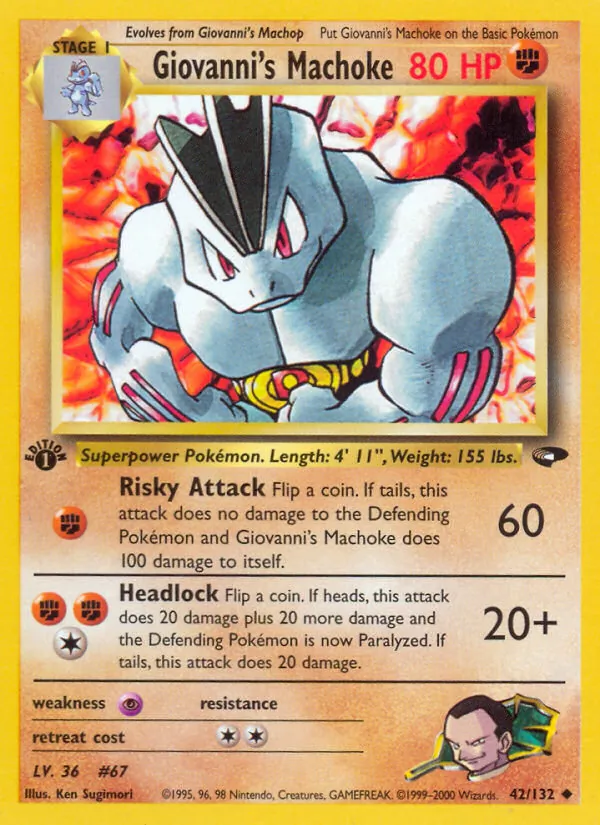 Carta Giovanni's Machoke, número 42/132 da coleção Gym Challenge