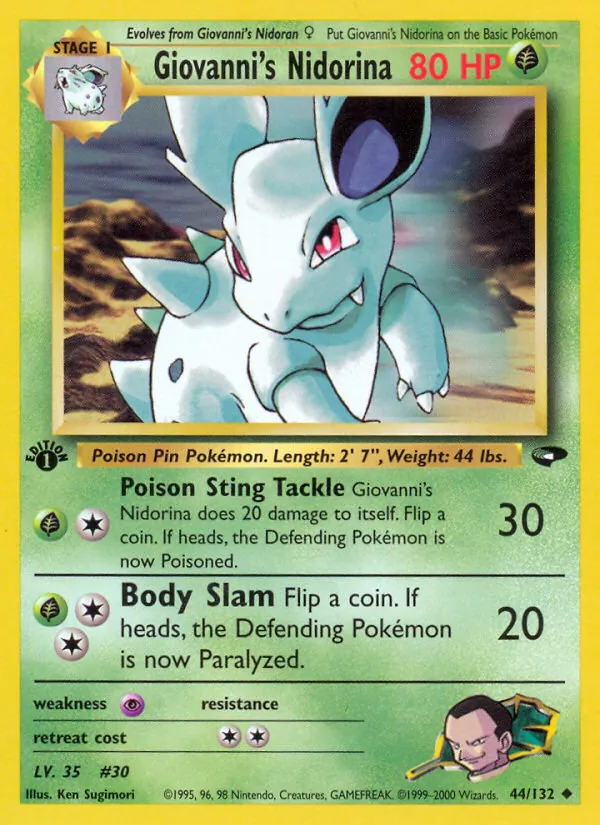 Carta Giovanni's Nidorina, número 44/132 da coleção Gym Challenge